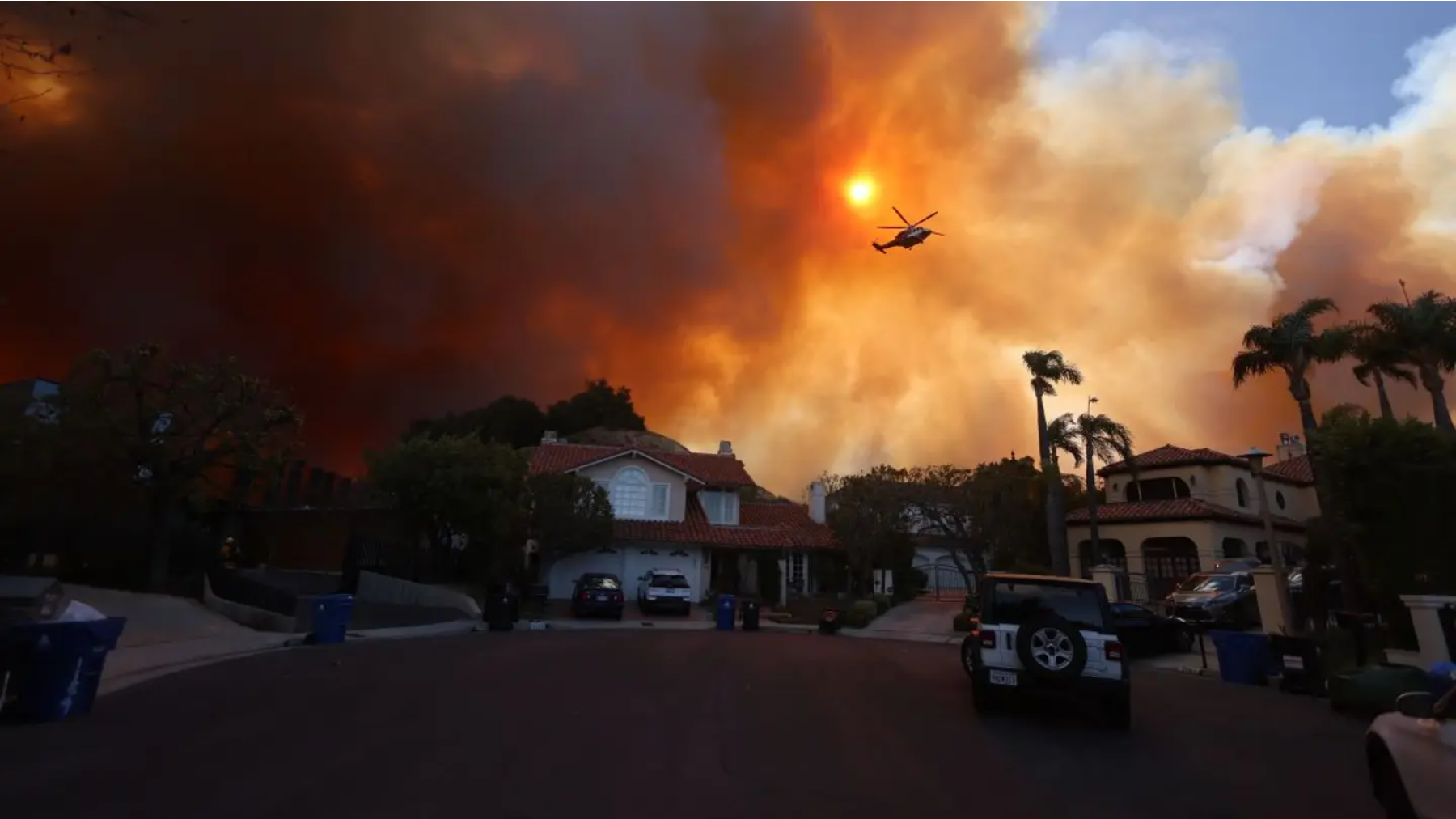 Plumes of smoke are seen as a brush fire burns in Pacific Palisades, California on Jan. 7, 2025