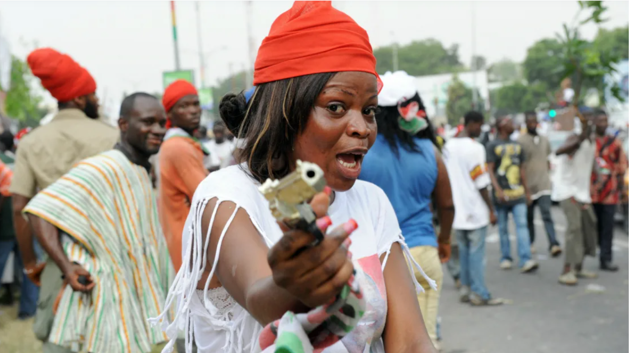 A protest after the 2008 election which saw delays in the announcement of the results