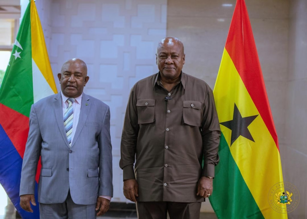 President John Dramani Mahama has engaged in talks with Comoros' President, Azali Assoumani, on potential areas of cooperation